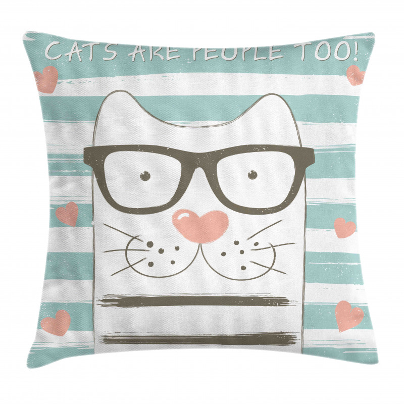 Hipster Cartoon Cat Art Pillow Cover