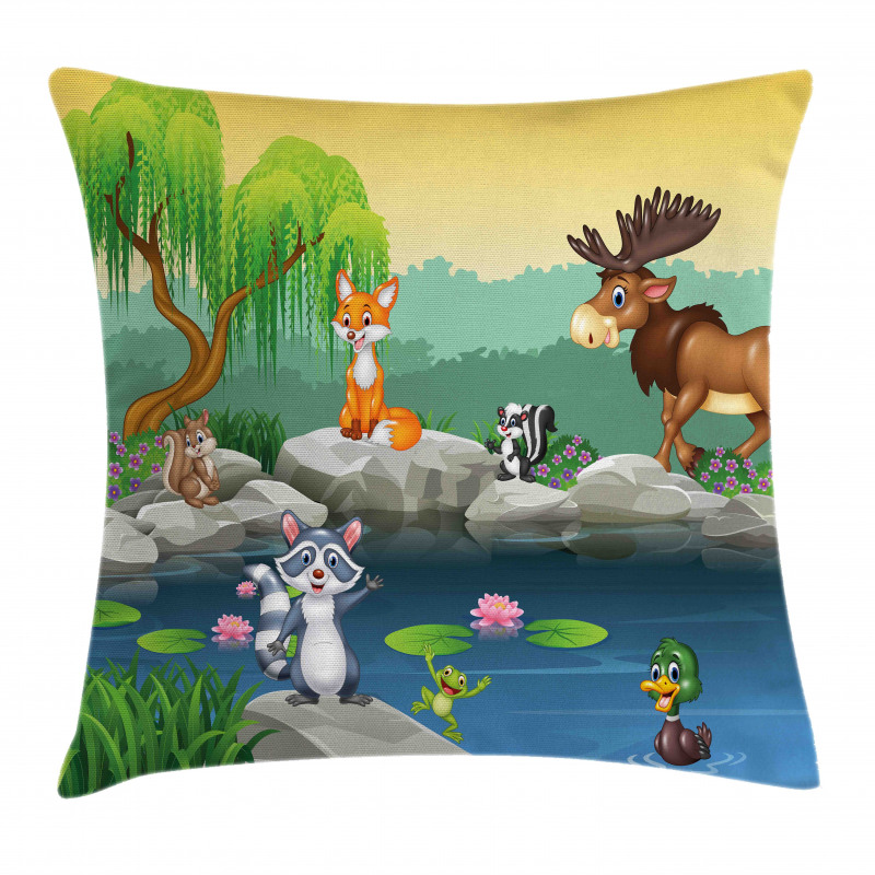 Funny Mascot Animals Pillow Cover