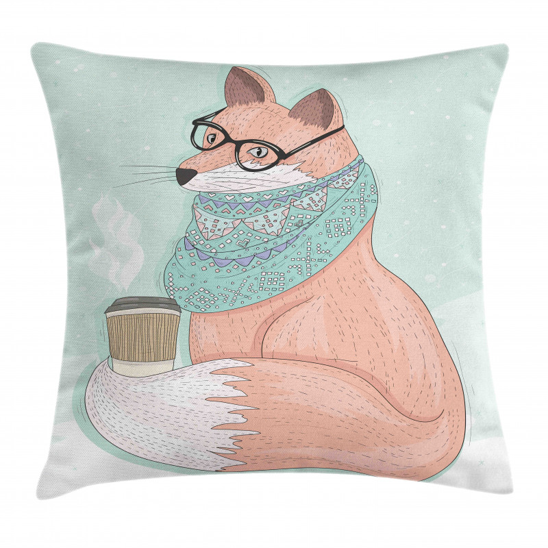 Hipster Fox Glasses Pillow Cover