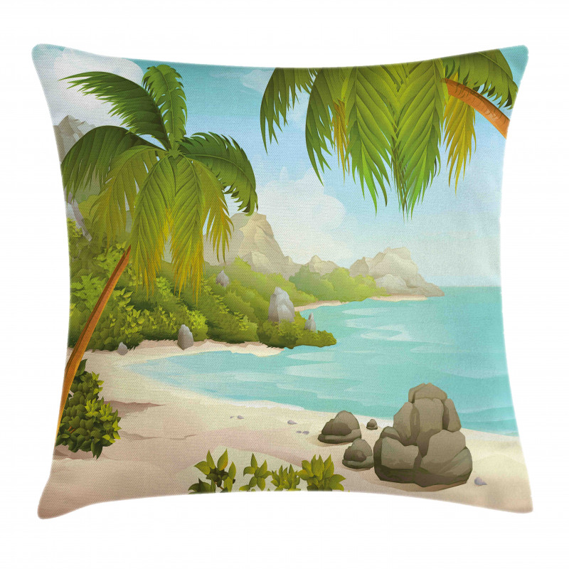 Palm Trees and Rocks Pillow Cover