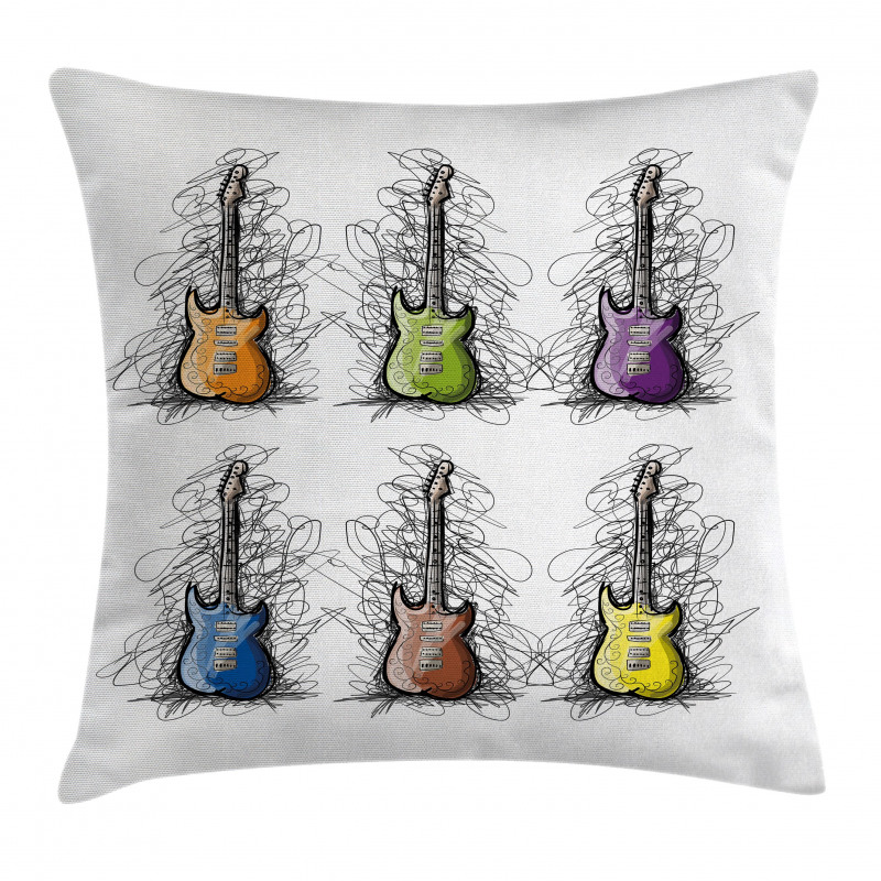 Guitar Collage for Teens Pillow Cover