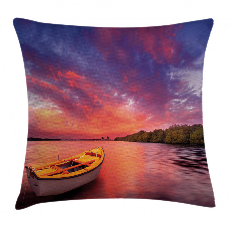 Sea Coast with a Rowboat Pillow Cover