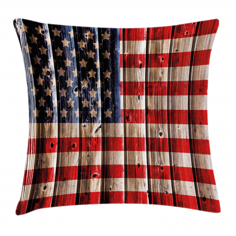 Rustic Flag Design Pillow Cover
