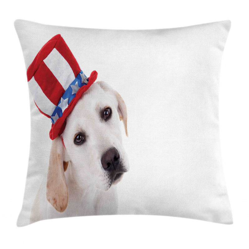 Dog with Hat Pillow Cover
