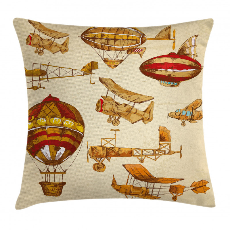 Vintage Baloons Planes Pillow Cover
