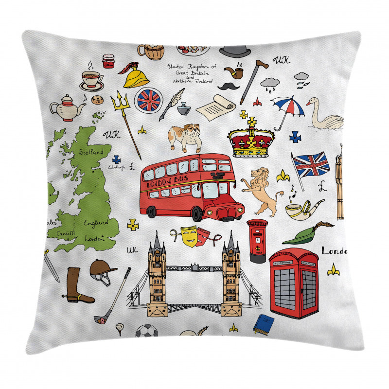 Sketchy Famous Tourist Pillow Cover