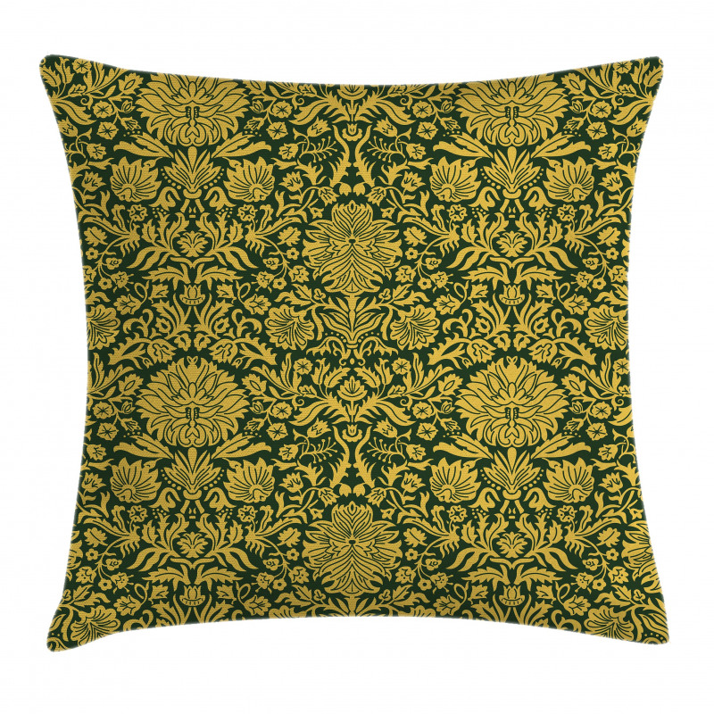 Baroque Flowers Motif Pillow Cover