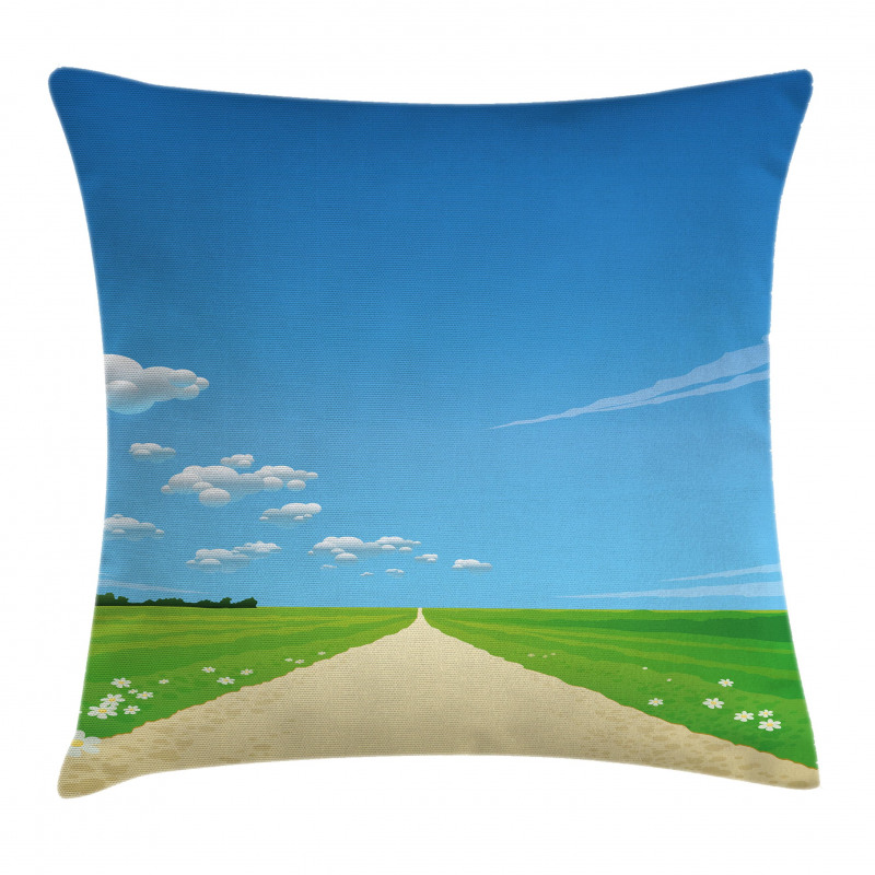 Sunny Sky Clouds Daisy Pillow Cover