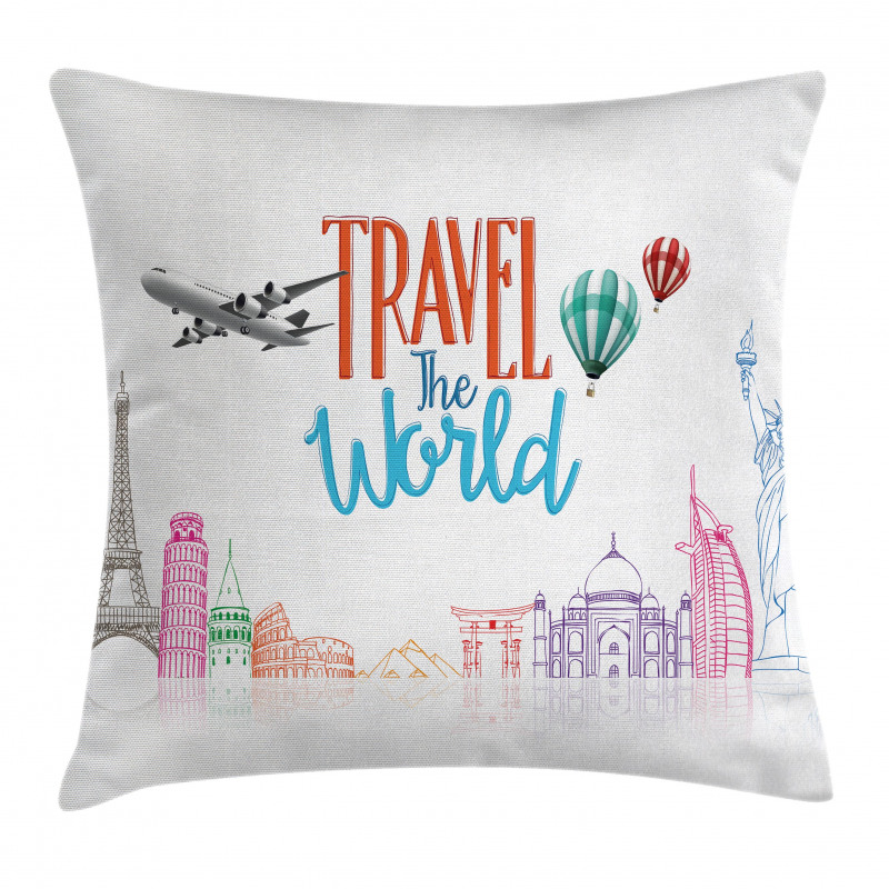 Travel World Lettering Pillow Cover