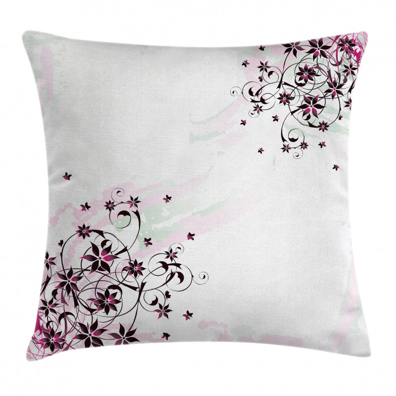 Grunge Flower Motif Leaf Pillow Cover