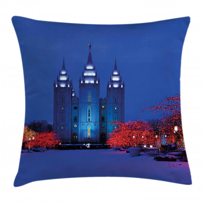 Castle in Winter Road Pillow Cover