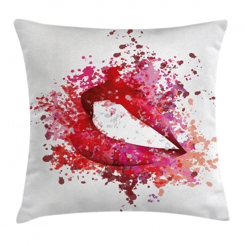 Smiling Woman Lips Effects Pillow Cover