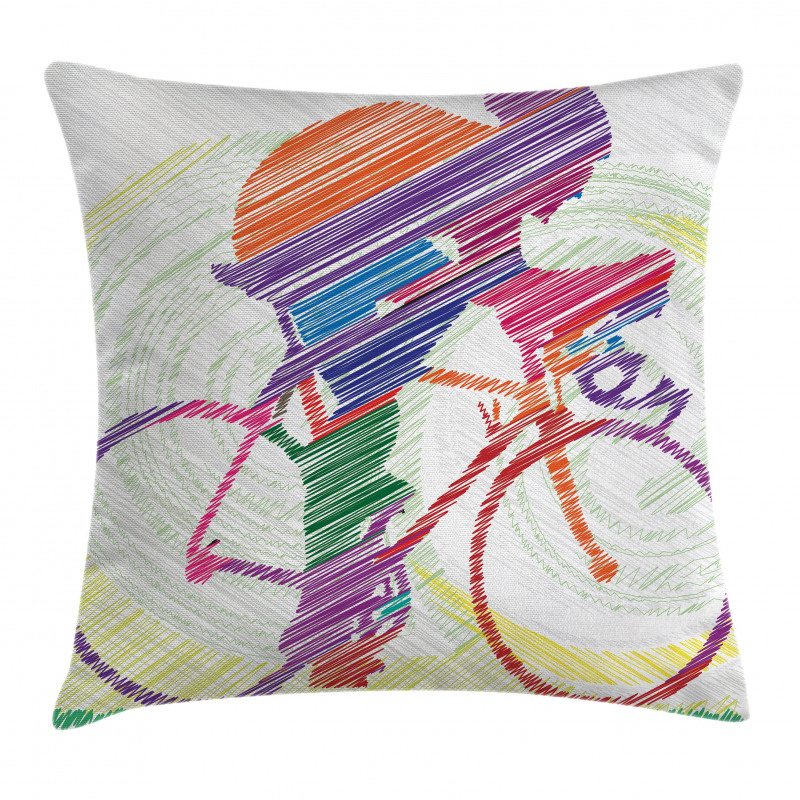 Cycling Man on Bike Pillow Cover