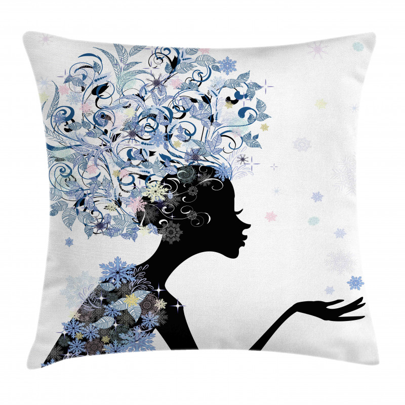 Flower Haired Snowflakes Pillow Cover