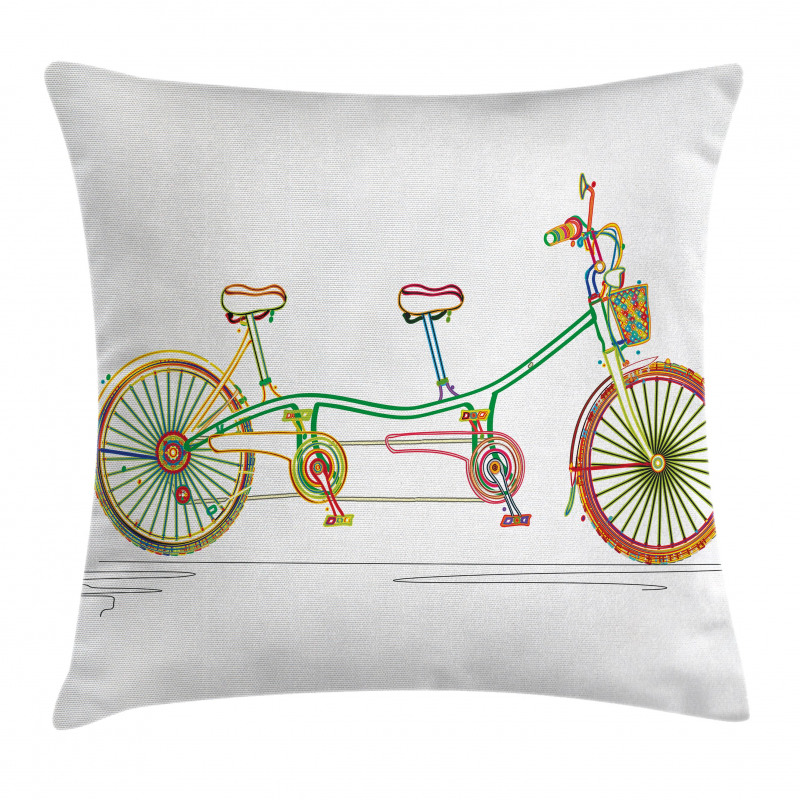 Tandem Bike Design Pillow Cover