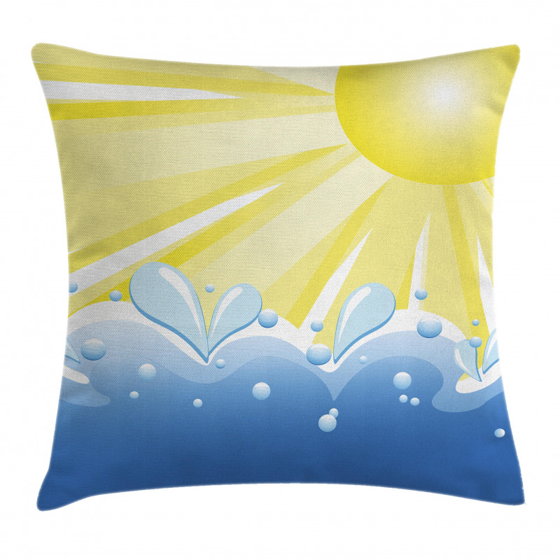 Vector Sun Wavy Sea Pillow Cover