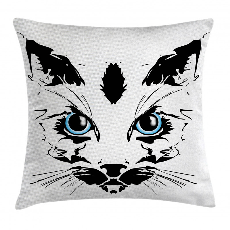 Big Cat Face Pet Sketchy Pillow Cover