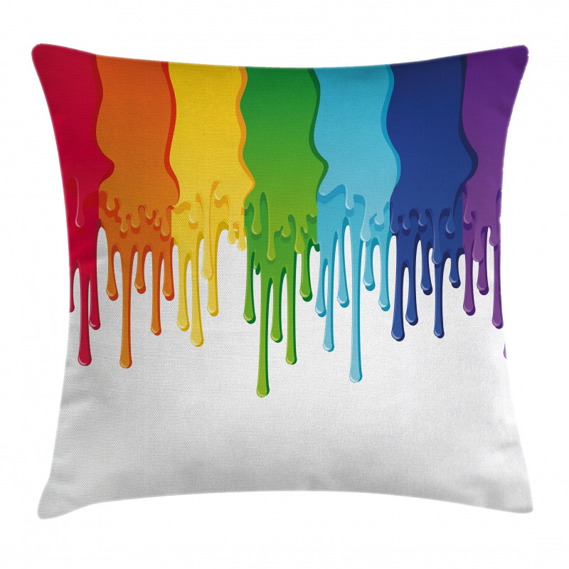 Rainbow Colored Paint Pillow Cover