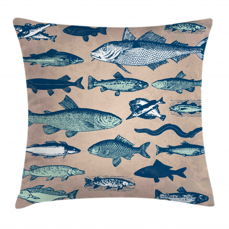 Vintage Seafood Composition Pillow Cover