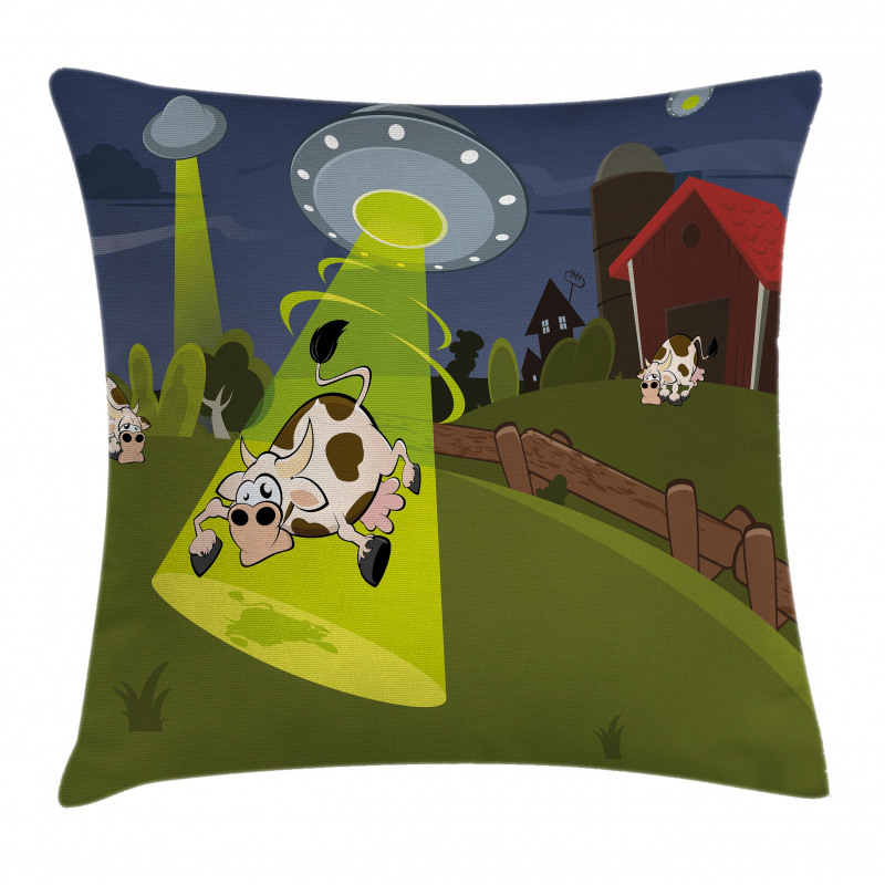 Farm Cow Alien Comics Pillow Cover