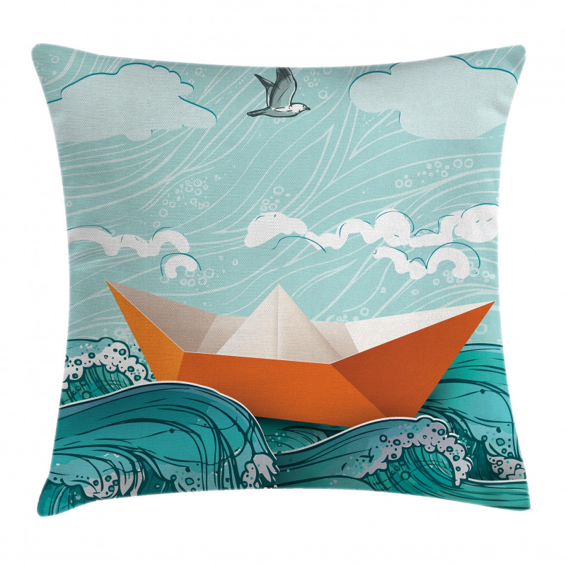 Navy Sealife with Waves Pillow Cover