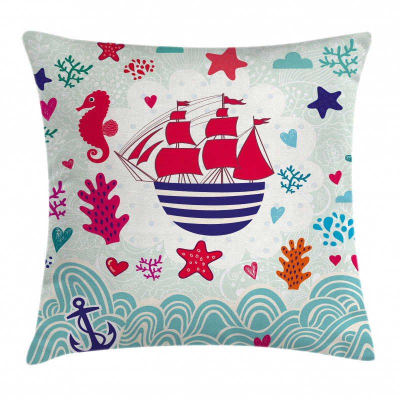 Sailing Ship Anchor Sea Pillow Cover