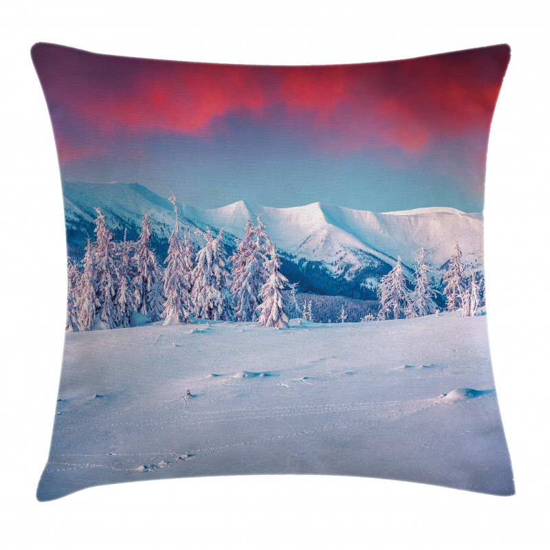 Sunset Snowy Winter Pillow Cover
