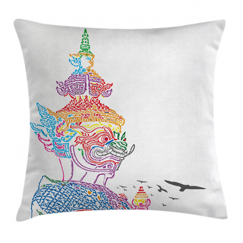 Asian Ancient Dragon Face Pillow Cover
