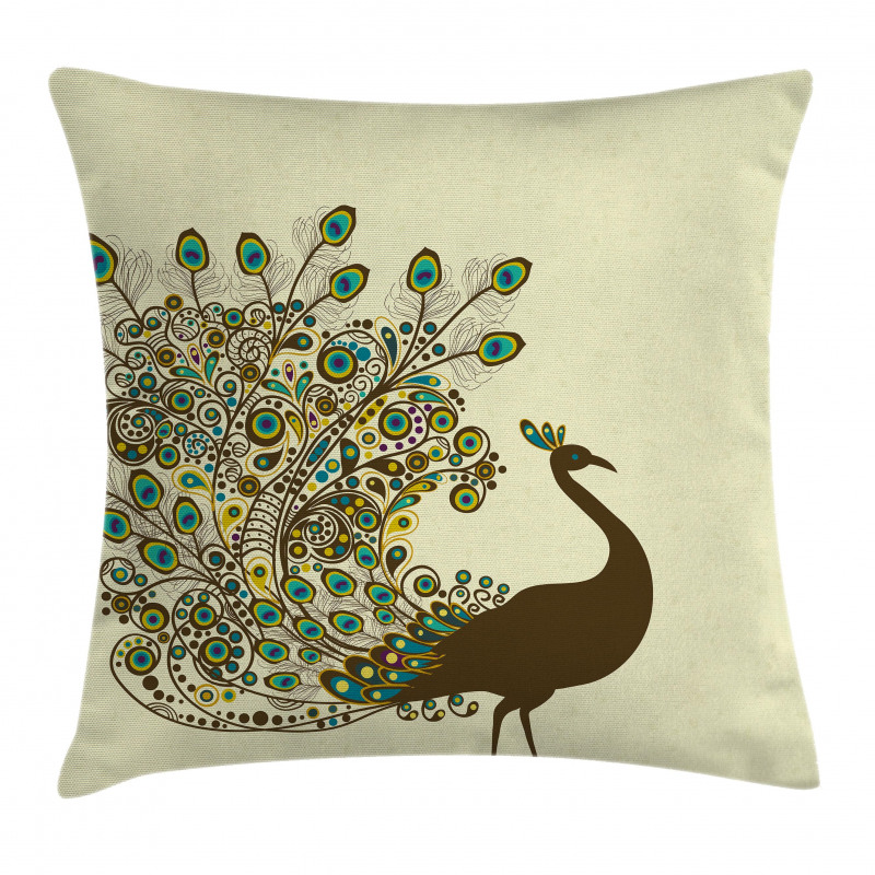 Peacock Bird Profile Pillow Cover