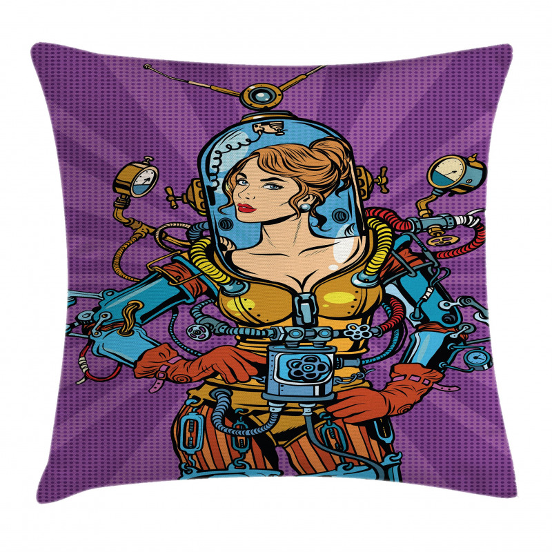 Futuristic Sci-Fi Woman Pillow Cover