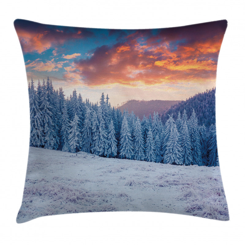 Winter Snowy Forest Sky Pillow Cover