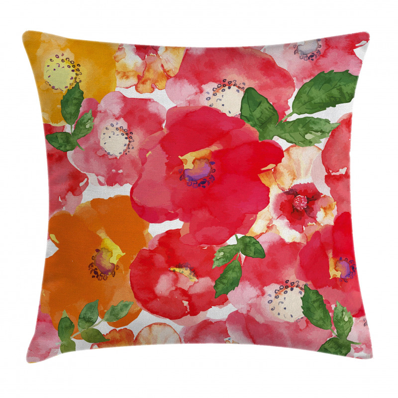 Watercolor Style Floral Pillow Cover