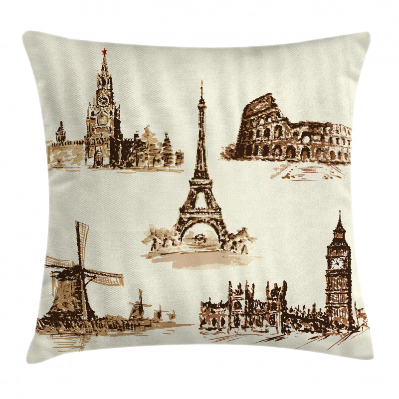 European Landmarks City Pillow Cover