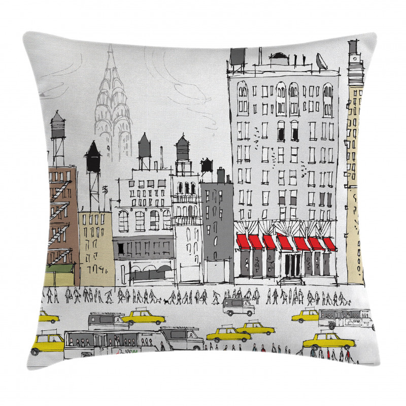 Busy City Traffic Jam Pillow Cover