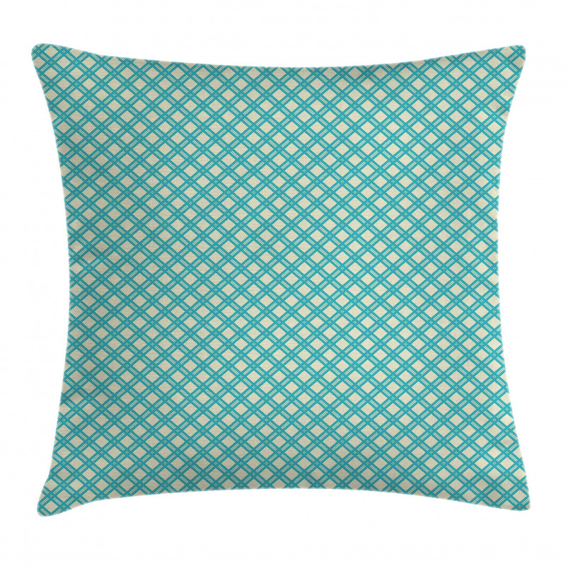 Aqua Checked Tile Pillow Cover
