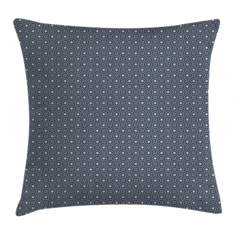 Floral Checked Tile Pillow Cover