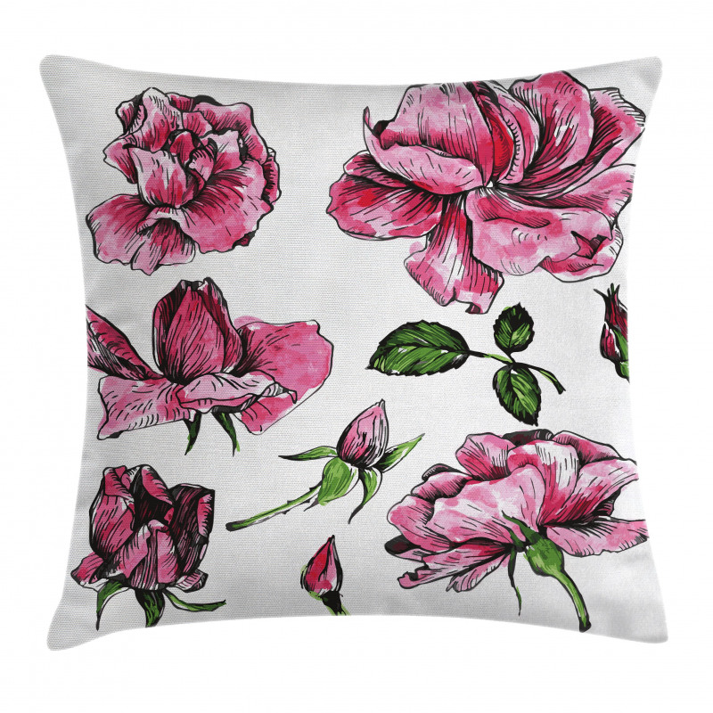 Garden Flowers Rose Buds Pillow Cover