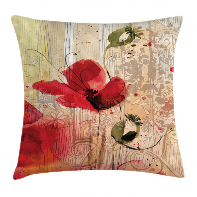 Retro Floral Design Pillow Cover