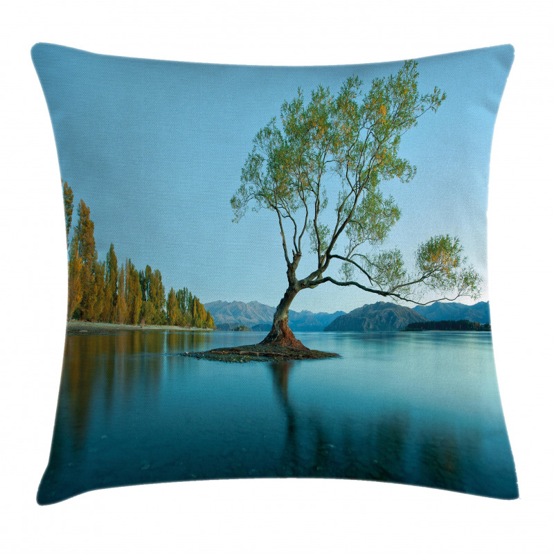 Tree Lake Nature Themed Pillow Cover