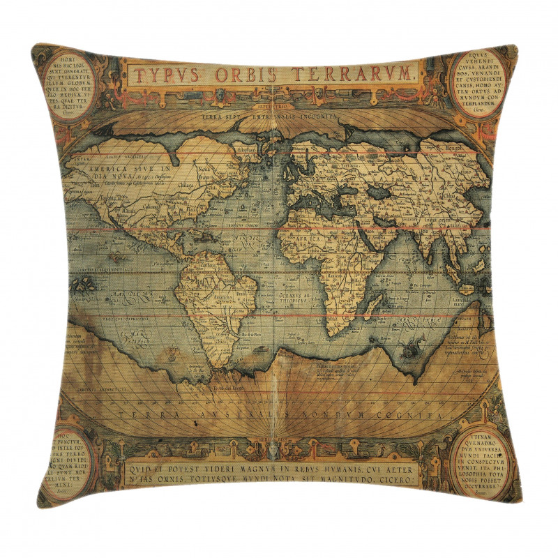 Vintage Atlas Old Chart Pillow Cover