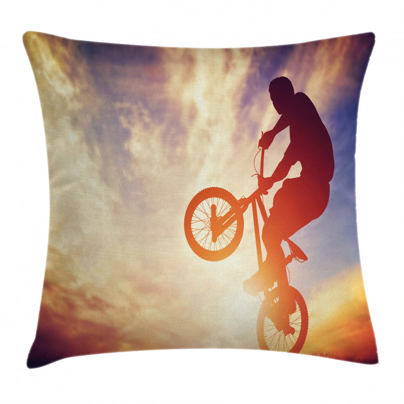 Man on Bike Hazy Sun Pillow Cover