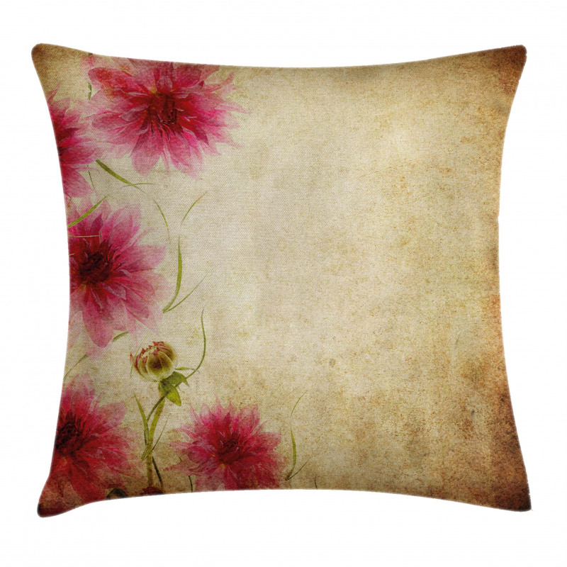 Retro Flowers Grungy Old Pillow Cover