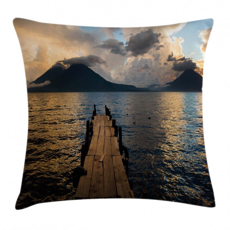 Wooden Pier on Lake Pillow Cover