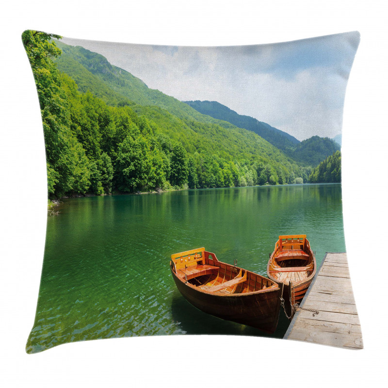Boats Lake Forest Serene Pillow Cover