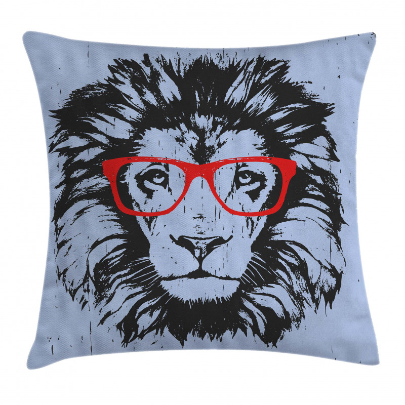 Lion and Hipster Glasses Pillow Cover