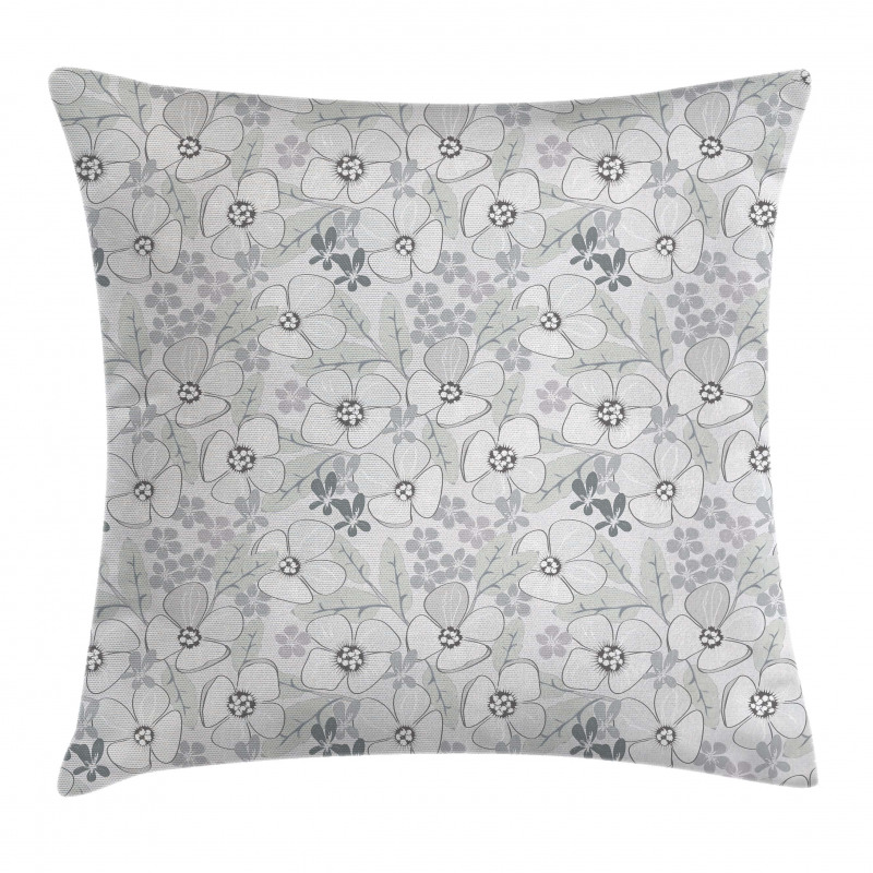 Abstract Sketchy Flowers Pillow Cover