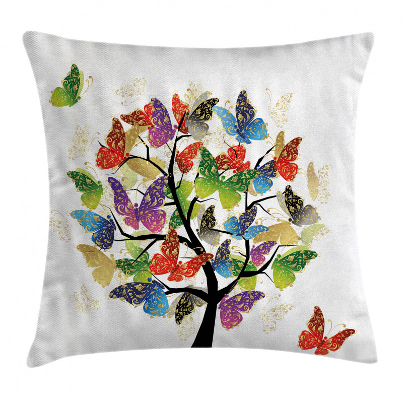 Floral Butterfly Leaf Pillow Cover