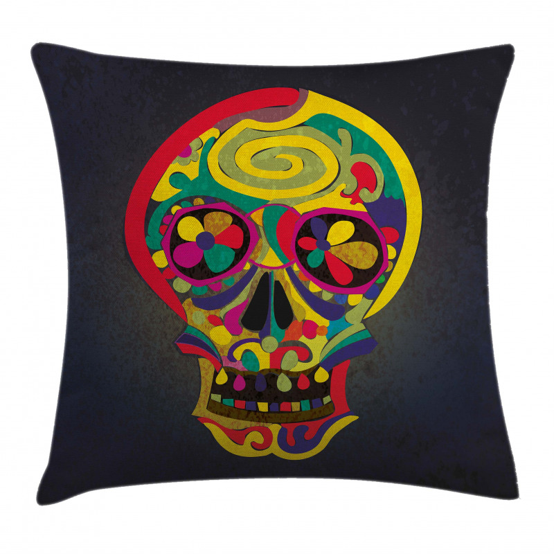 Colorful Skull Pillow Cover