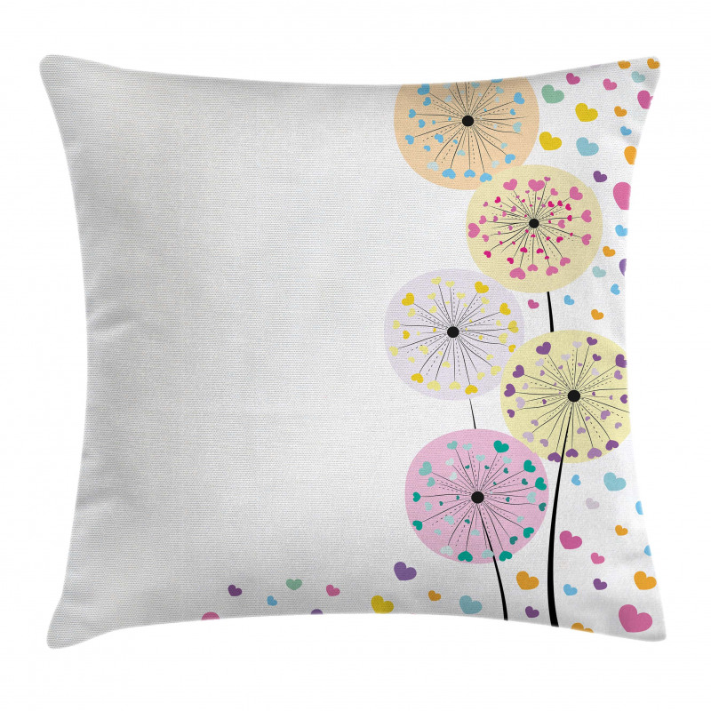 Dandelions Hearts Pillow Cover