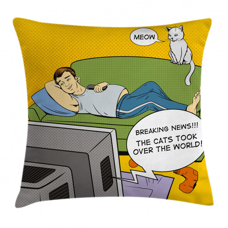 Man TV Cat Comic Book Pillow Cover